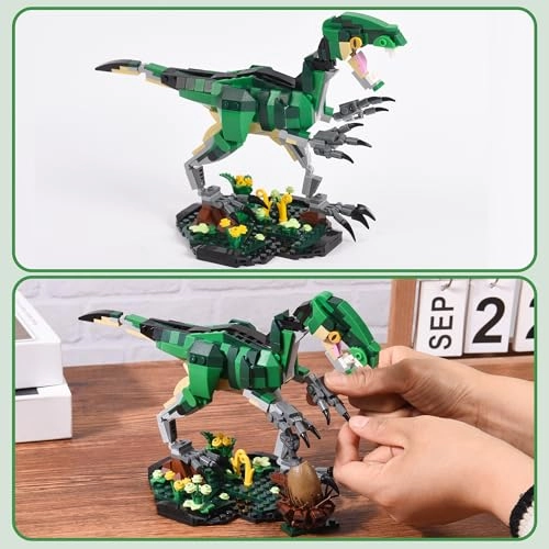 Velociraptor Dinosaur Building Set (DWA028) - 437PCS Blue