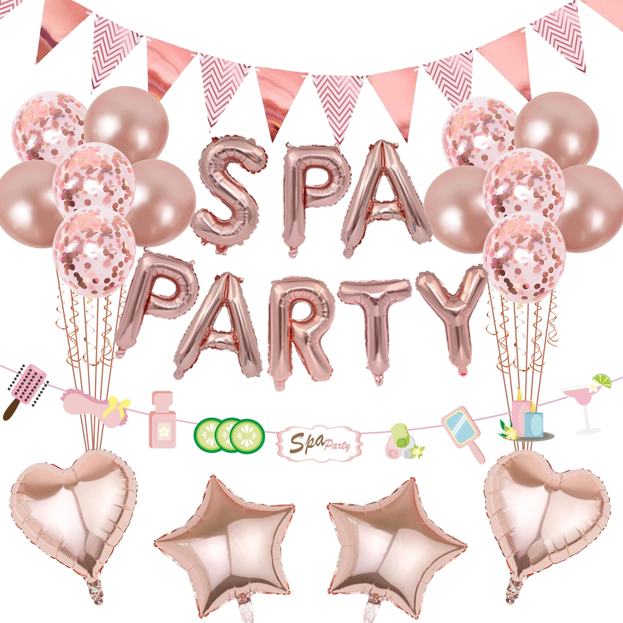 HENIN Spa Birthday Balloon Banner - 37.0 Count Birthday