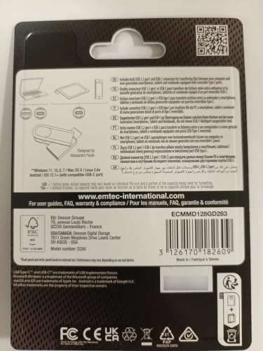 D280 - USB3.2 USB-A and Type-C 128GB