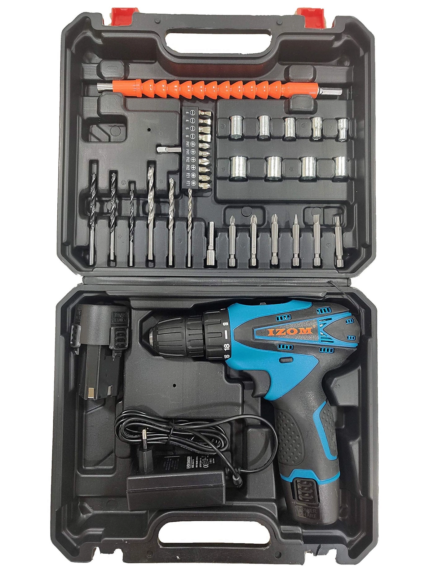 IZOM Cordless Drill Set - 12V 38 Pieces 10mm Chuck