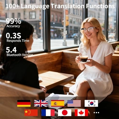 AI Smart Glasses - 116 Languages Bluetooth 5.4 UV400