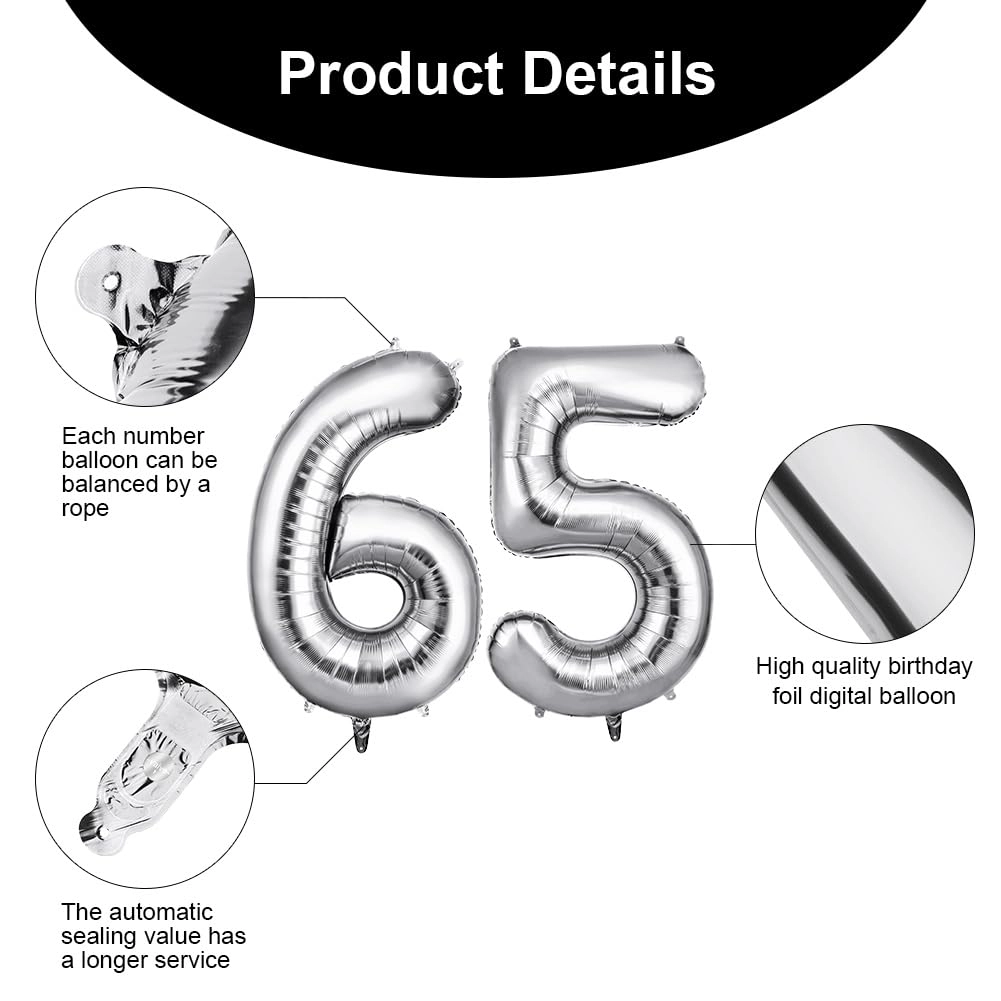 Number 65 Balloons - 2 Birthday