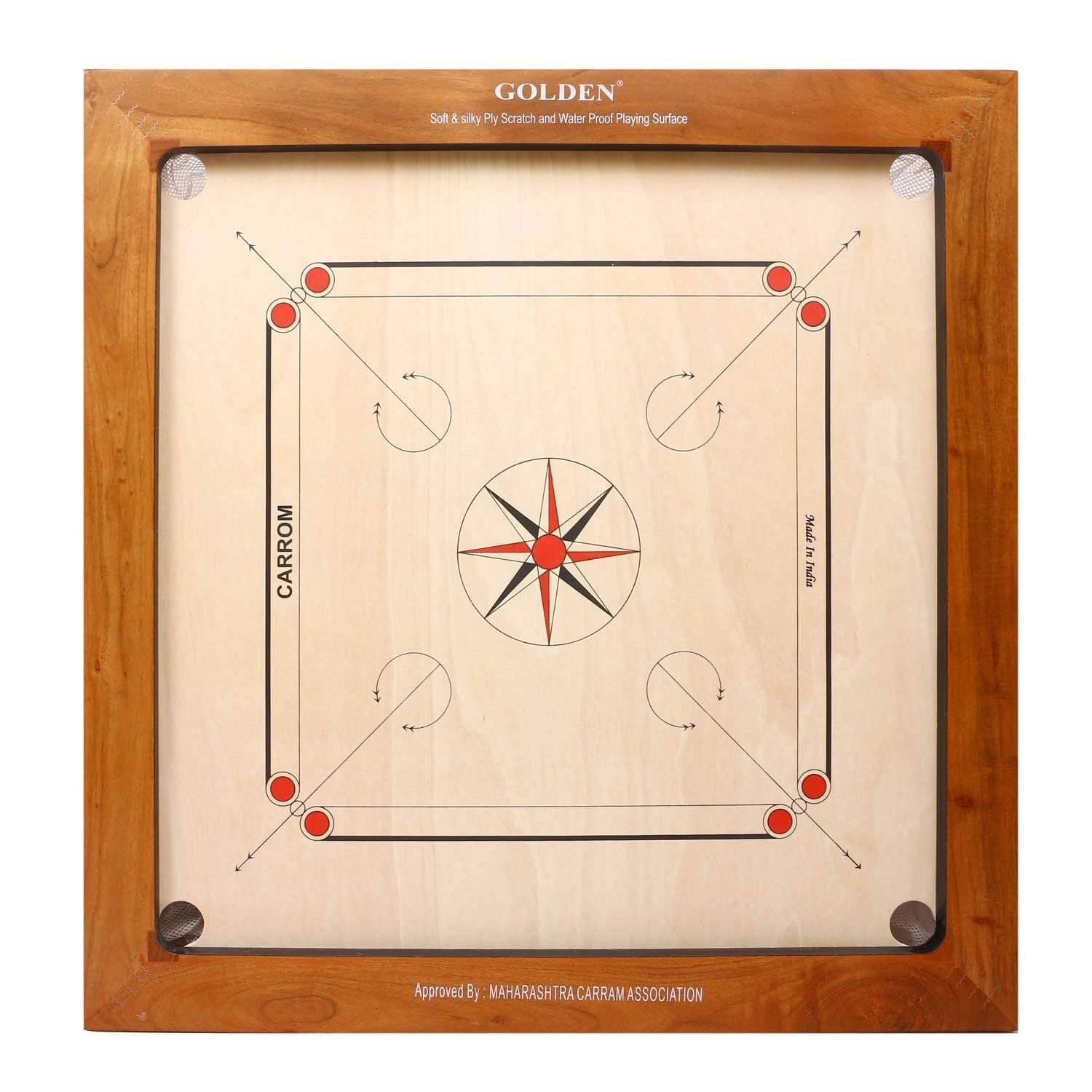 KD Willmax Golden Carrom Board - Antique 16mm Champion