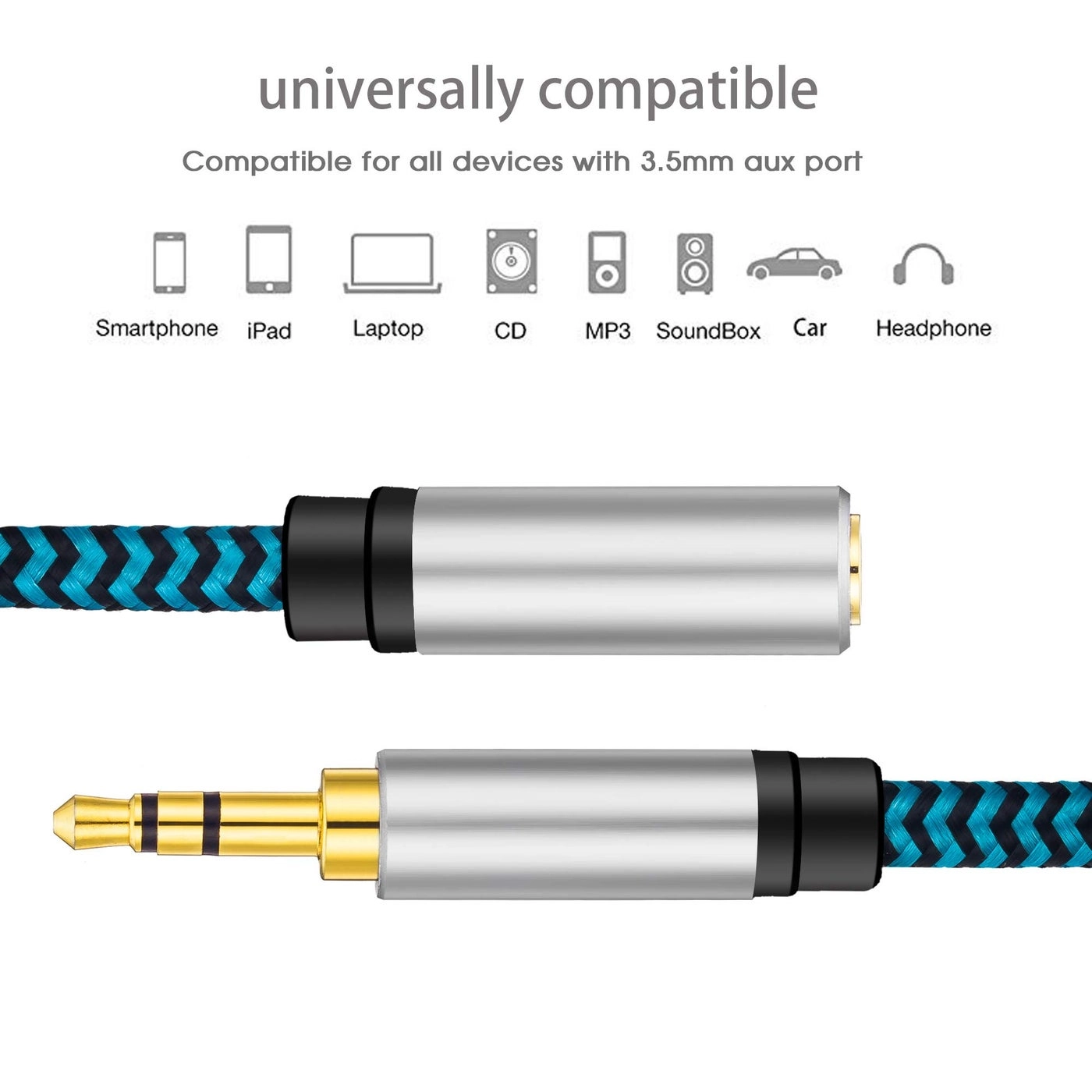 Headphone Extension Cable for Universal - 20FT 3.5mm Male to Female