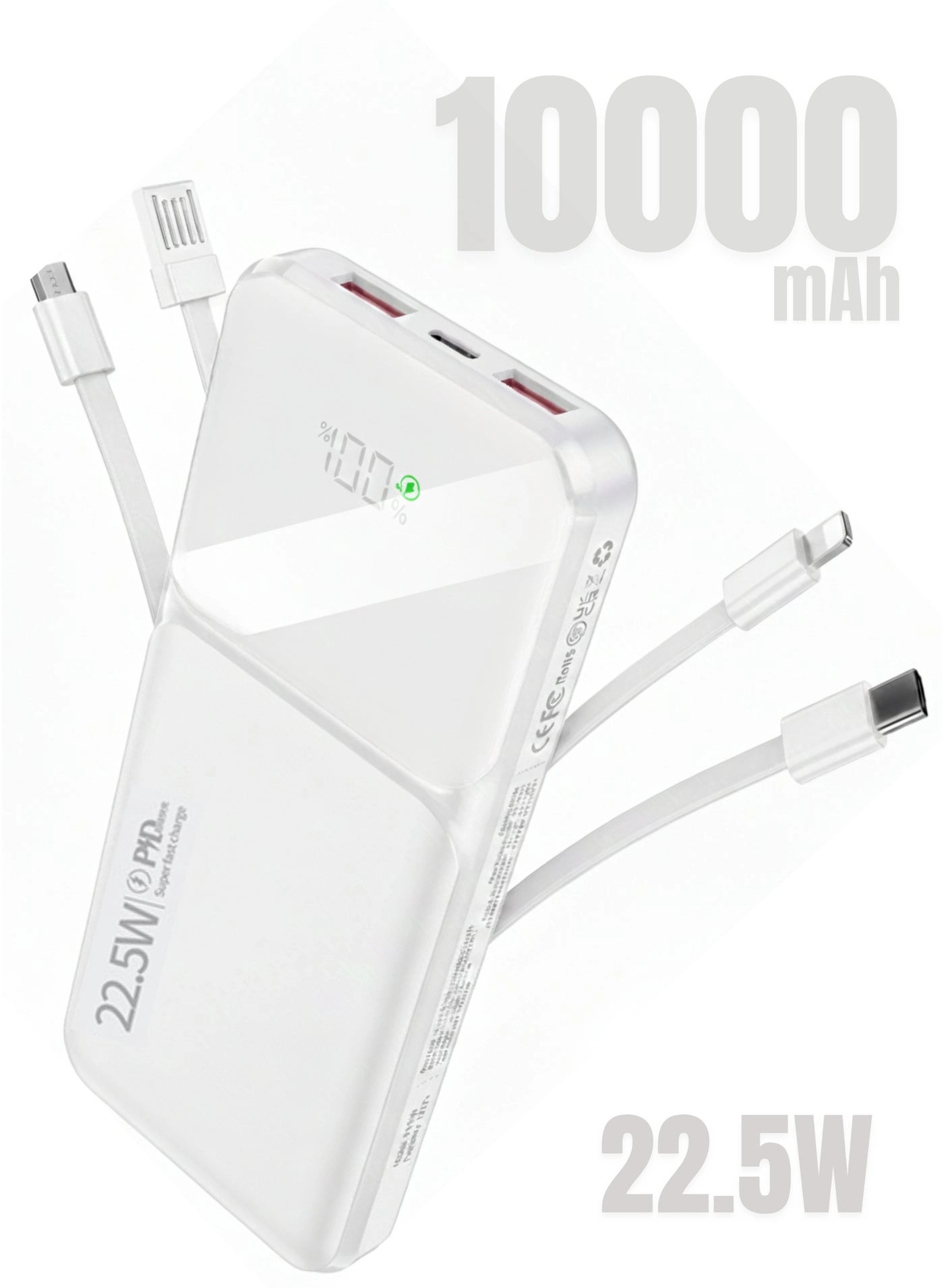LEVINO N17 - 10000mAh 22.5W Fast charging 2 USB 1 Type-C