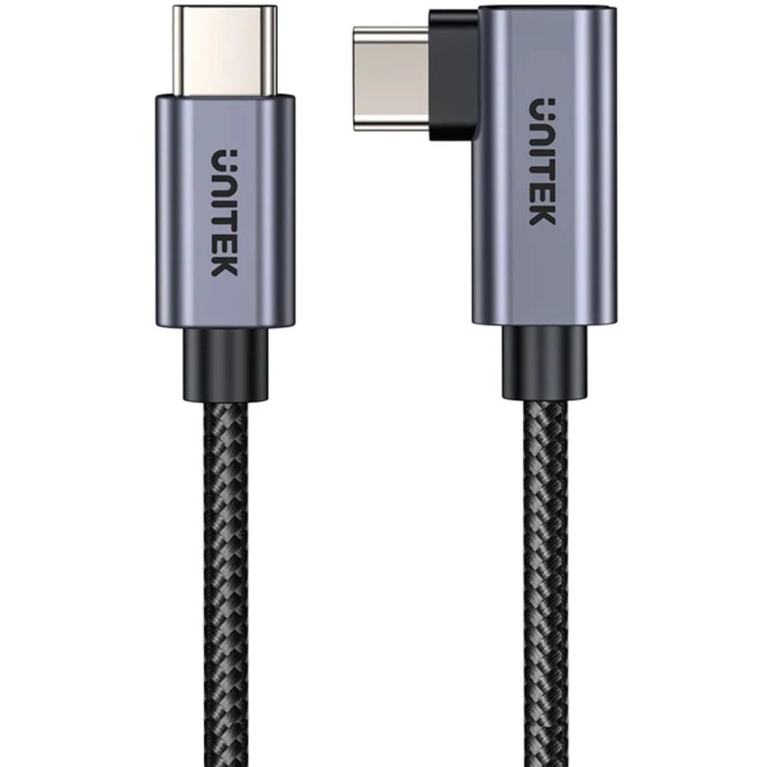 UNITEK Charge Cable 100W USB-C to USB-C 2m Braided 90-Degree