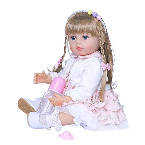 Reborn Baby Doll - 22 inch Silicone Vinyl Full Body White & Pink