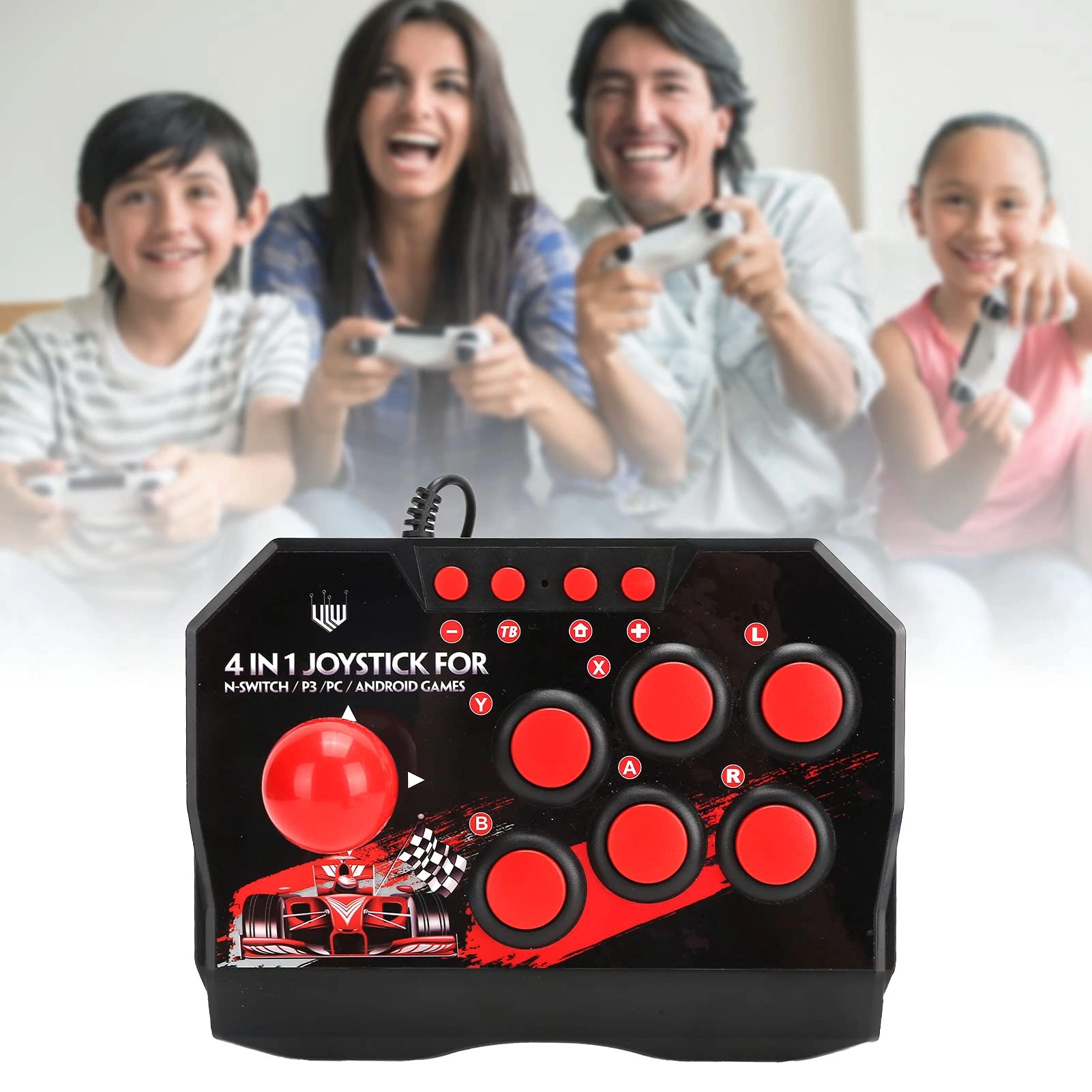 Universal Nostalgia Arcade Fight Stick - Black and Red