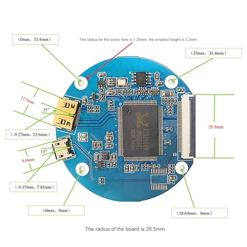 Portable mini IPS LCD Round Screen - 2.8 Inches