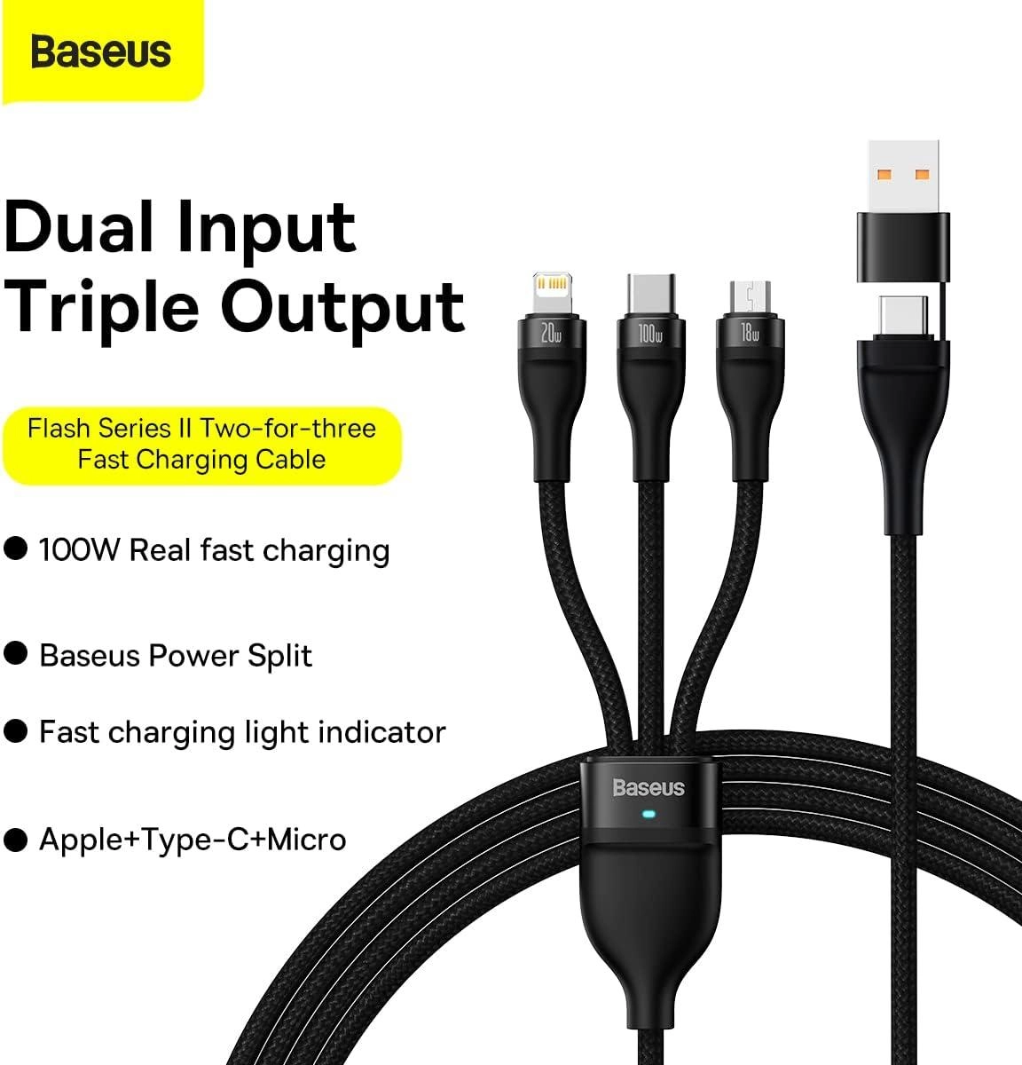 3 in 1 Charging Cable 100W U+C to M+L+C 1.2m