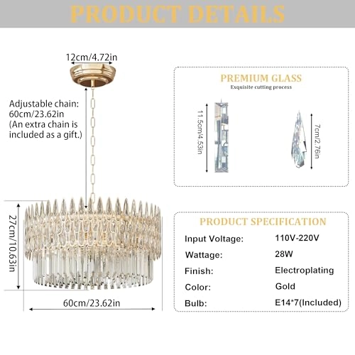 Luxury LED Crystal Chandelier - Three-Color Lighting warm light cool white light neutral light