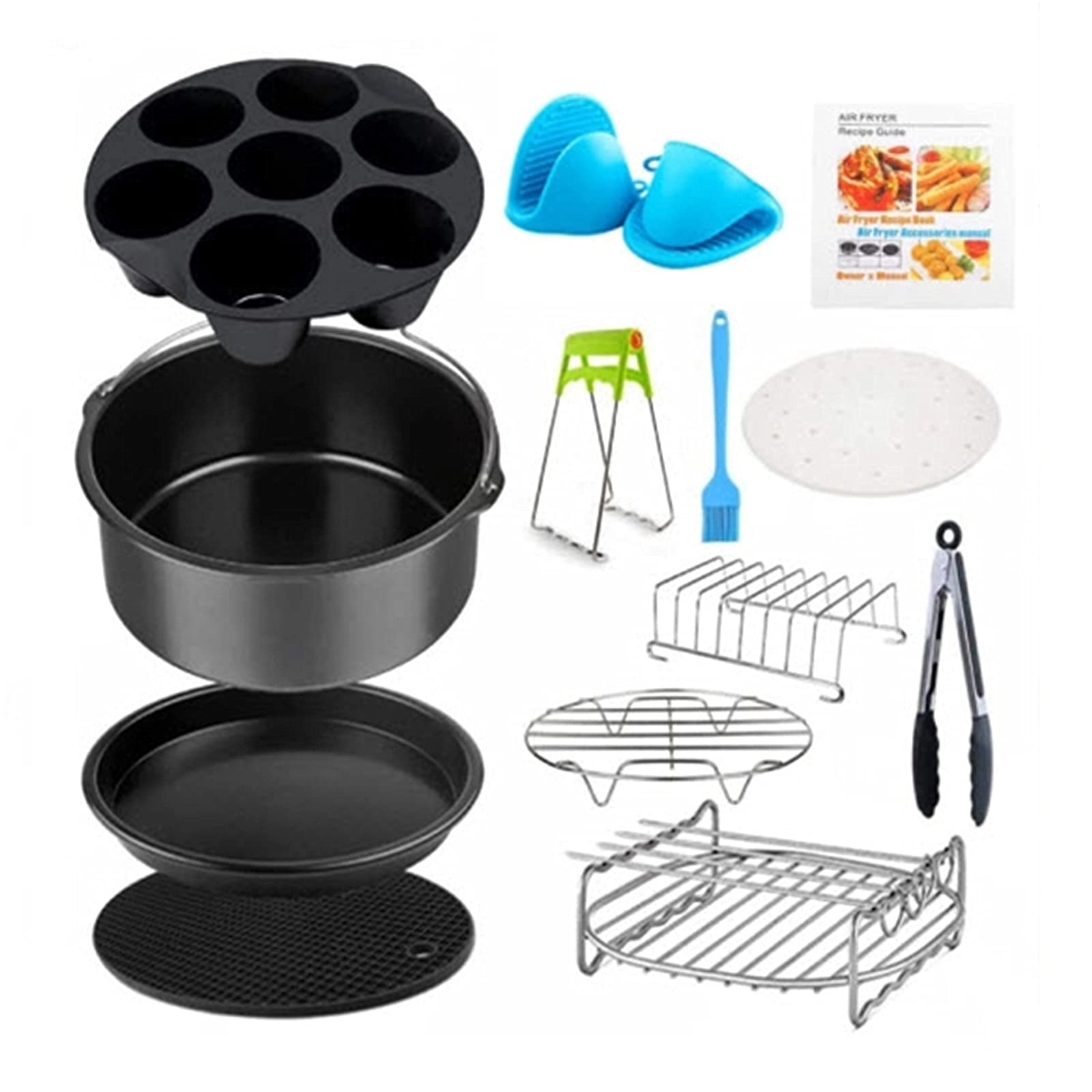 hsTrjz-MaXj Air Fryer Kit - Metal+carbon steel+stainless steel 12pcs