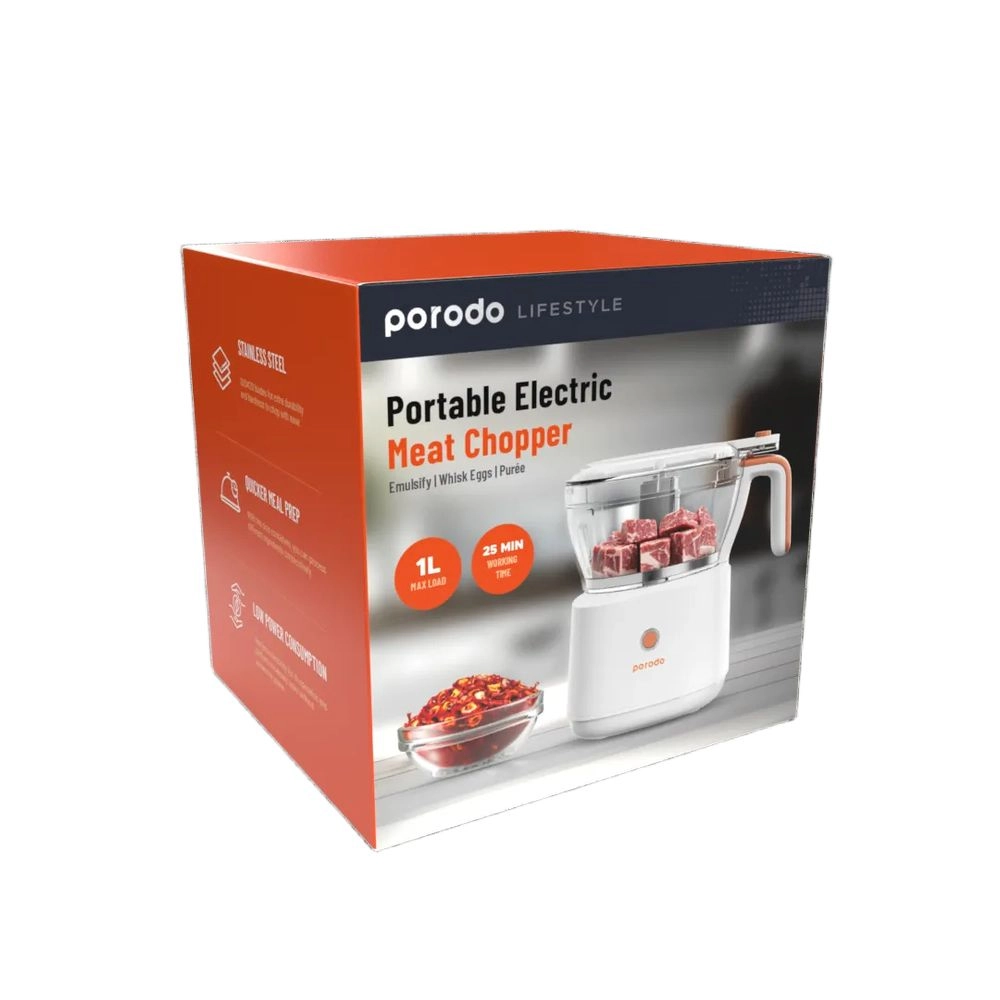 Porodo Lifestyle Portable Electric Meat Chopper - 1L 1500mAh battery