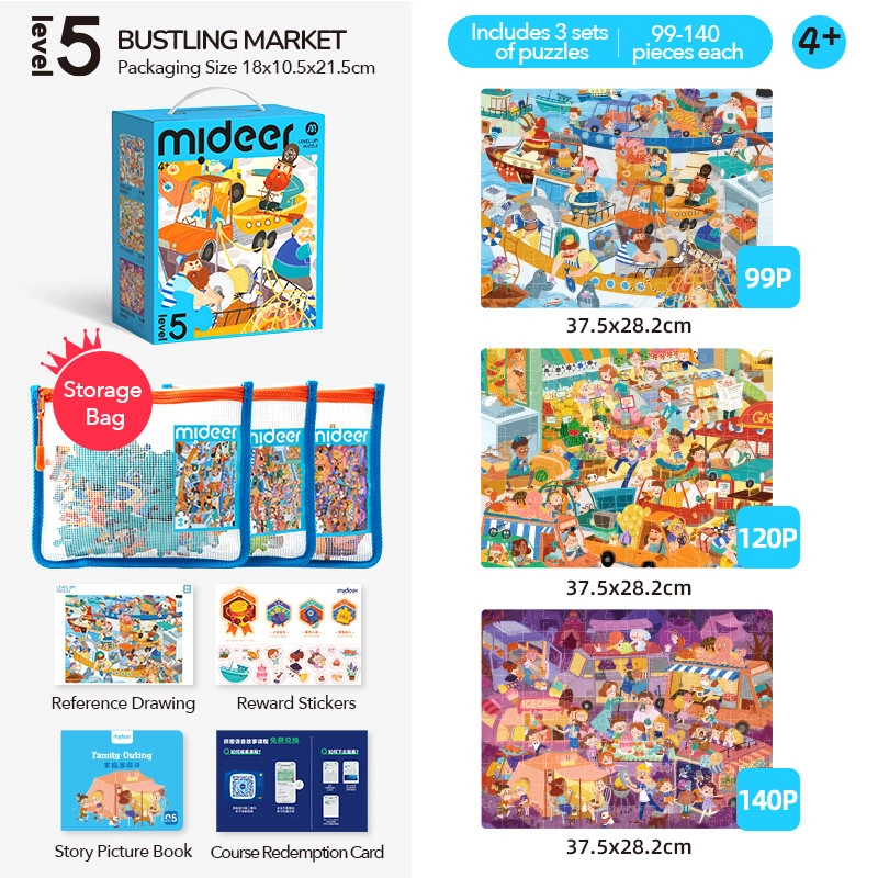 Bustling Market 3-in-1 Puzzle (30654455-MD1508) - 359 pcs
