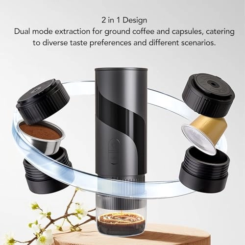 Portable Coffee Machine - 80ml capsule or powder