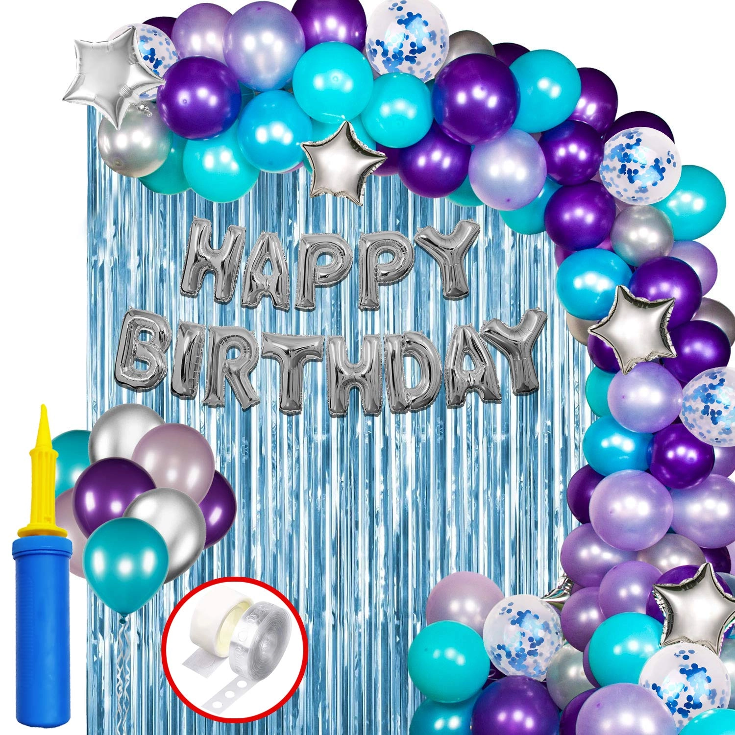 Party Time Trading LLC Frozen / Mermaid Theme Birthday Decoration - 95 Piece Birthday