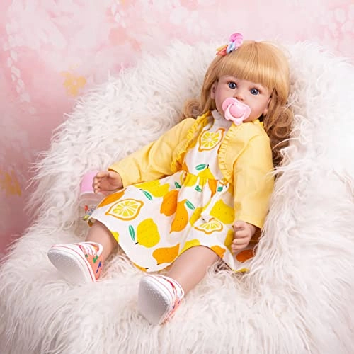 Reborn Baby Doll - 24 Inch Vinyl Cotton Body Pink Yarn Skirt Ages 3+