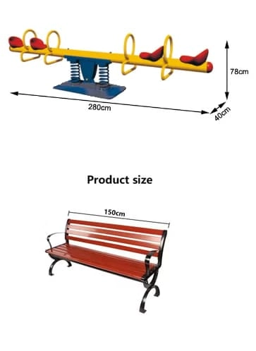 Spring Rider + Round Trampoline - 8FT + Caterpillar Tunnel + Slide and Swing Playground Set + Two Seater Seesaw