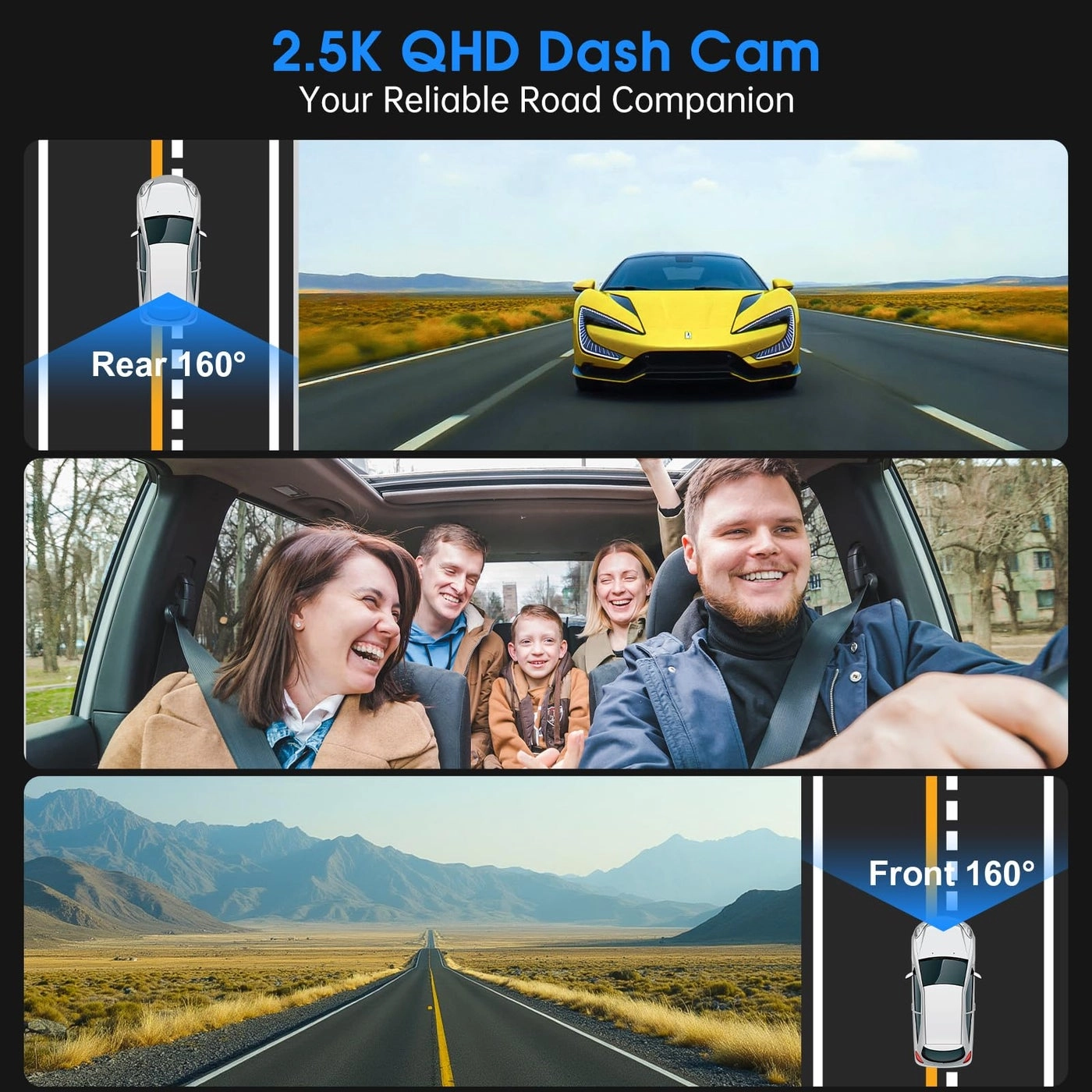 Dash Cam Front and Rear - 2.5K 1080P