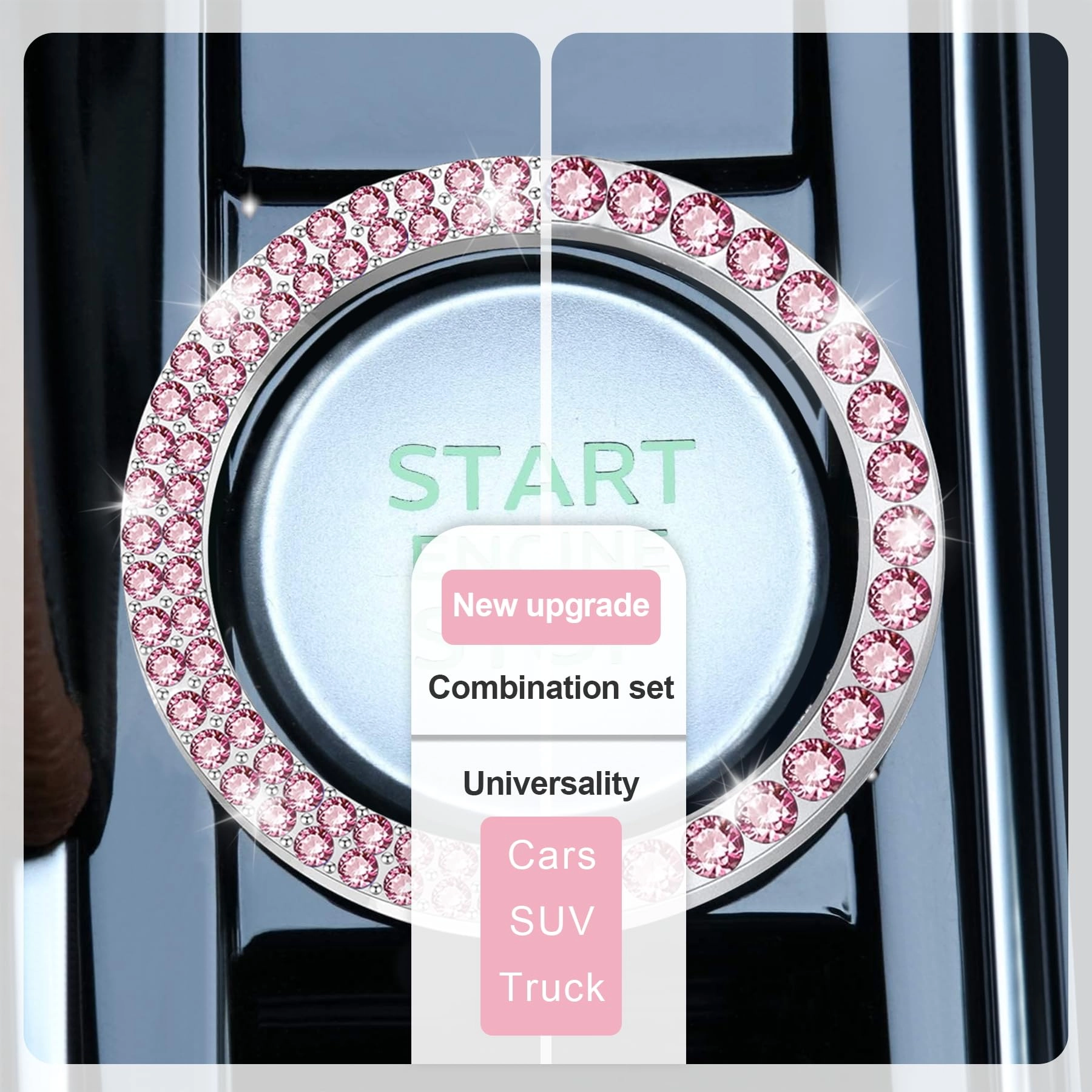 Crystal Combinatorial Rhinestone Car Engine Start Decoration Ring