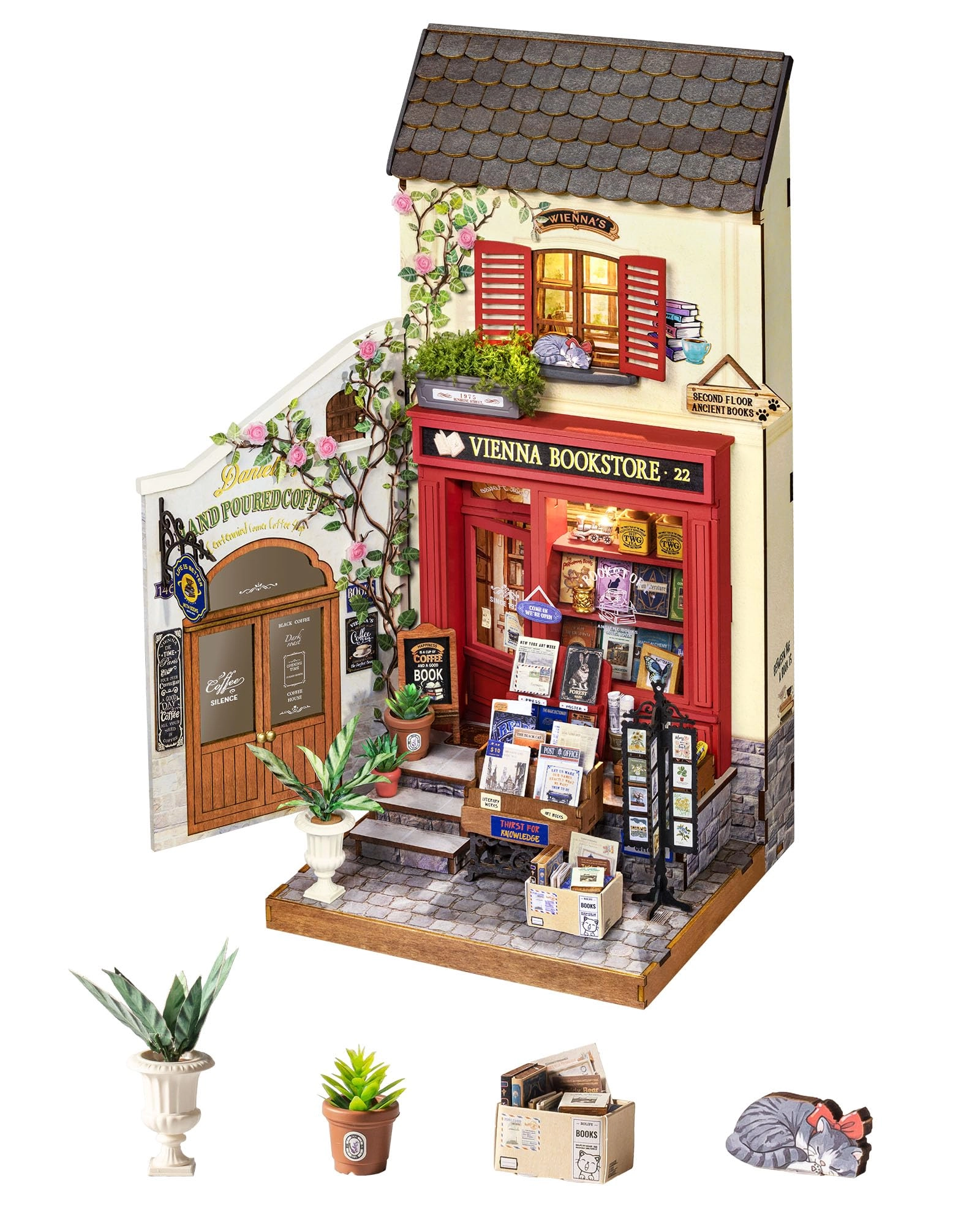 Unique Gifts Ideas DIY Miniature House Kit - Vienna Bookstore 1:12