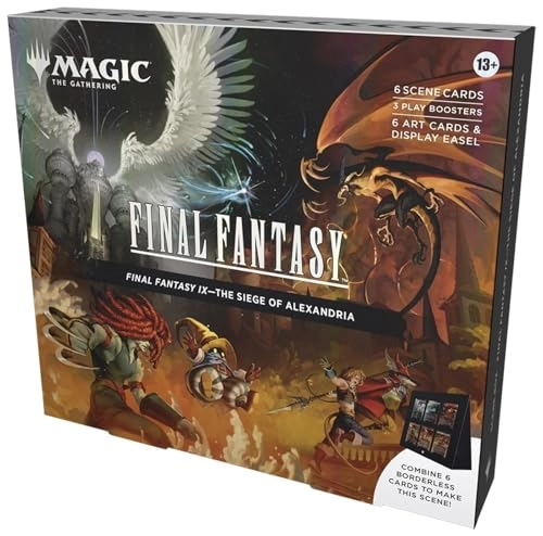 Final Fantasy IX Scene Box - The Siege of Alexandria - 6 Foil Borderless Scene Cards 6 Art Cards 3 Play Boosters 1 Display Easel