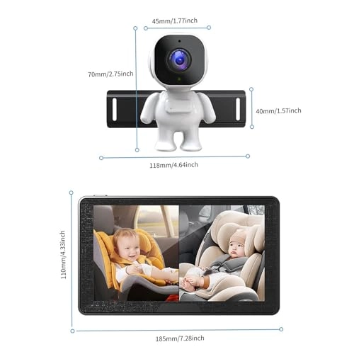 Split Screen Display Baby Car Camera - 7 inch