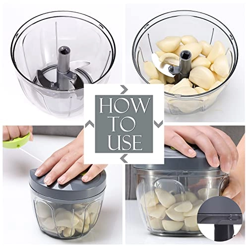 Manual Food Processor - 16.9 Fluid Ounces three blades