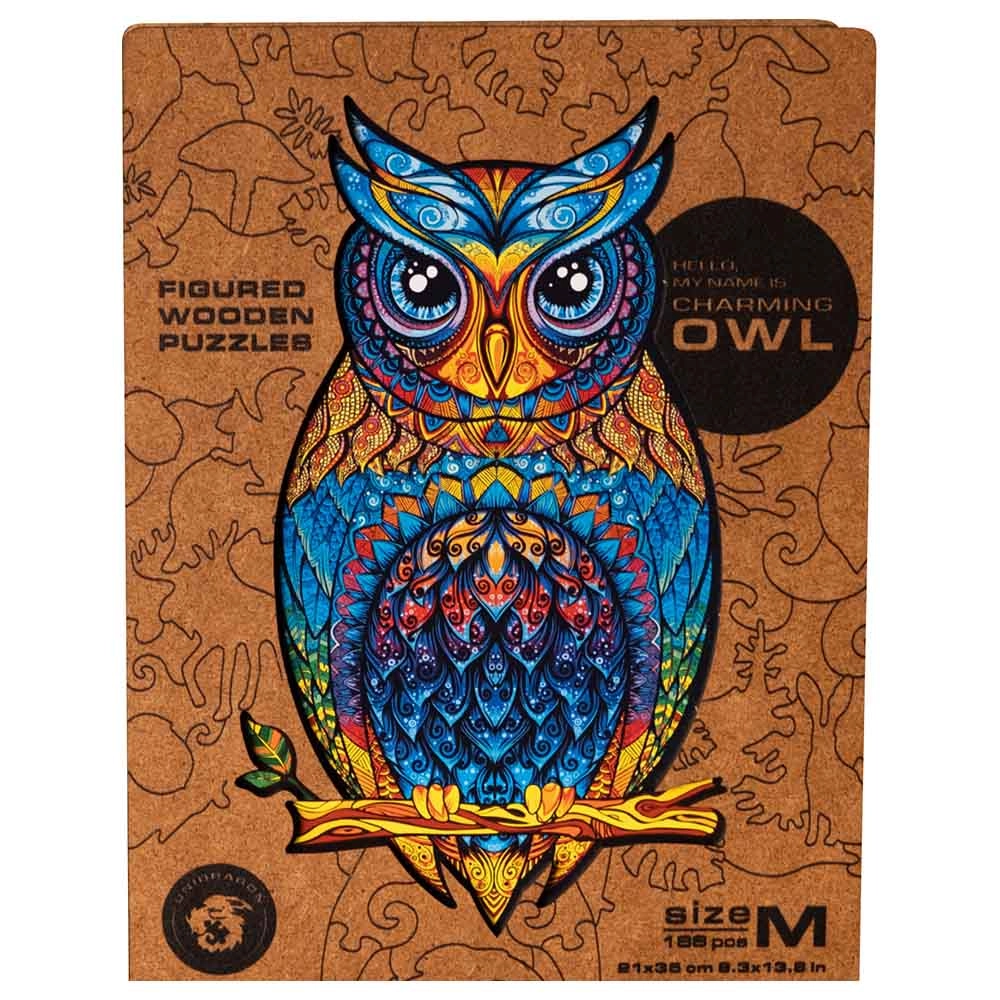 Unidragon Charming Owl Wooden Puzzle (4107390-OWL_M) - 186 pcs