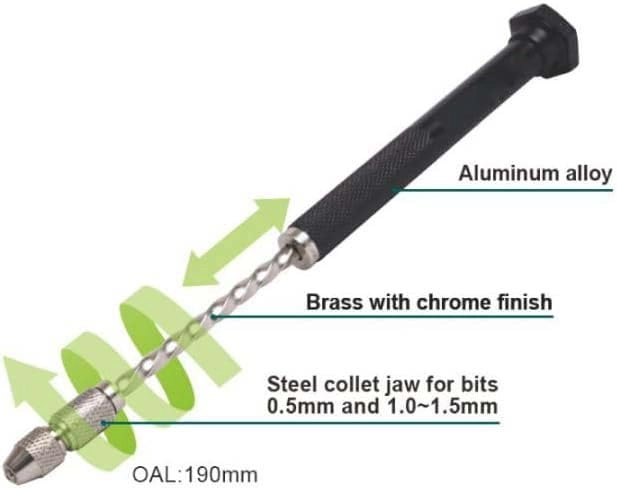 185mm PCB Push Spiral Hand Drill - 1 Collet Precision