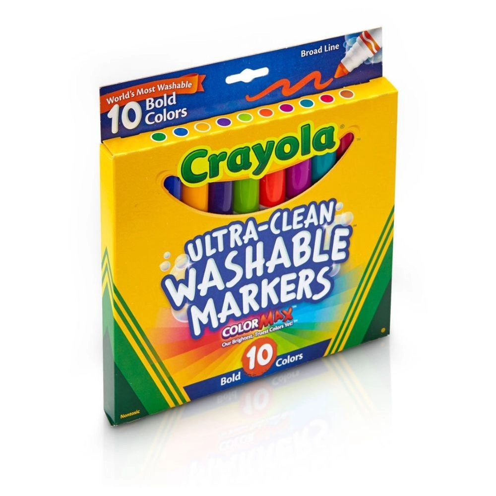 Color Max Broad Line Ultra-Clean Classic Washable Markers - 10 Pcs Multicolor