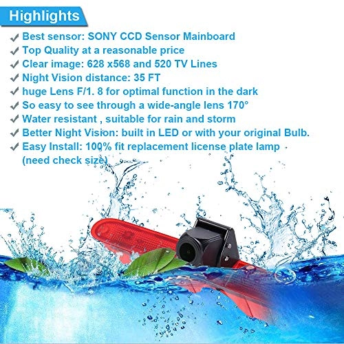 Third Roof Brake Light Reversing Camera - Night vision 628 x 586 pixels