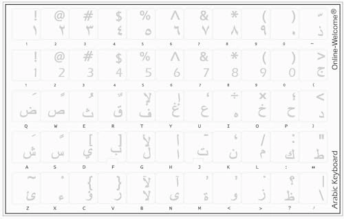 ARABIC KEYBOARD STICKERS - transparent background white letters