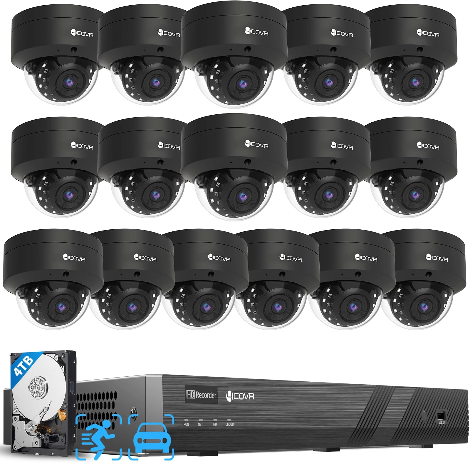 4COVR PoE 4K Security Camera System - 16 channels