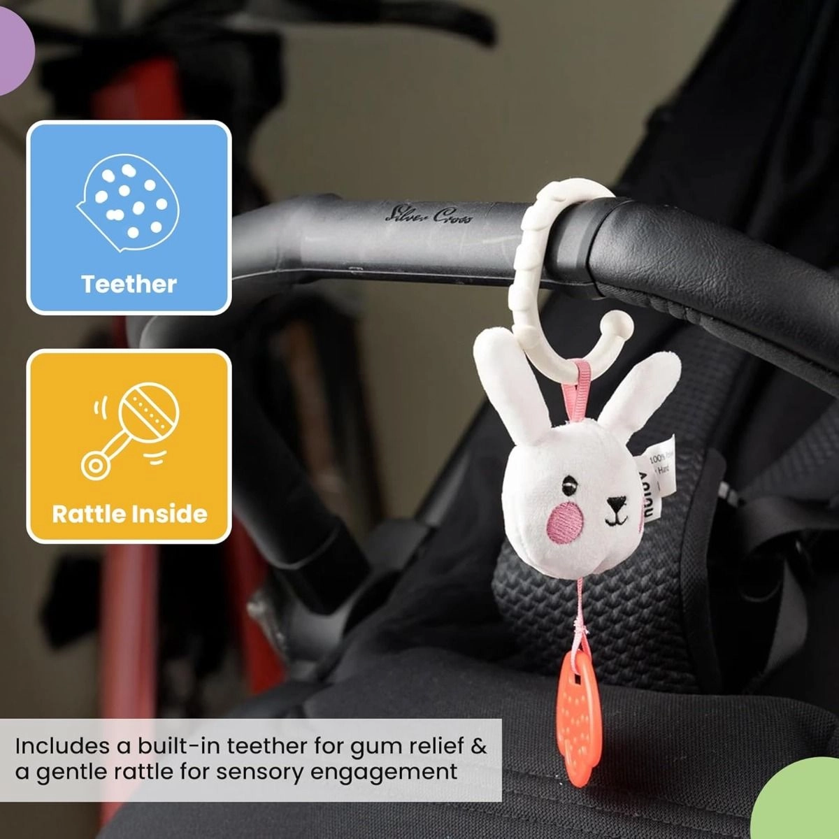 Playtime Bunny Teether - Silicone Teething Ring Soft Plush