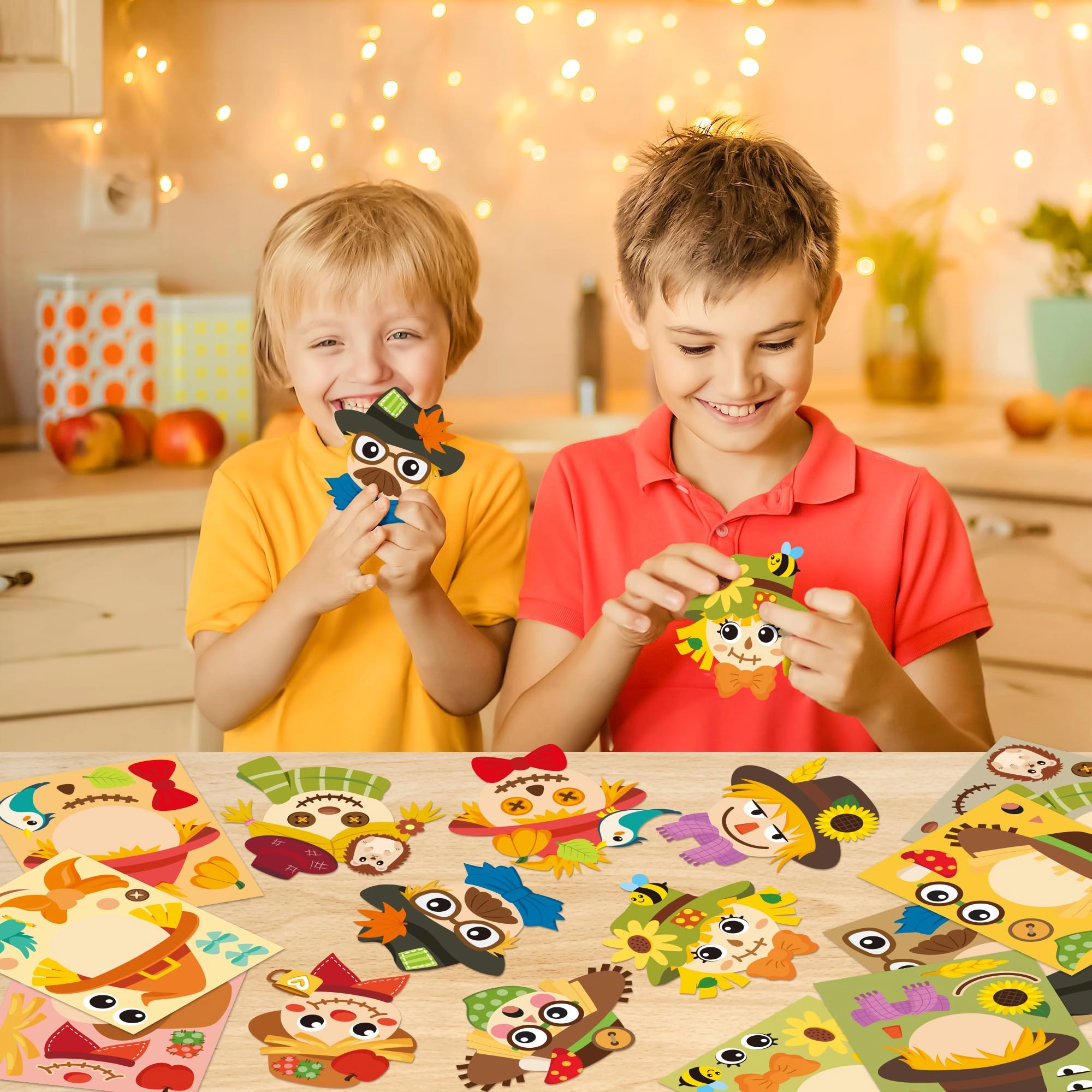 Fall Scarecrow Sticker Book Reusable 40 pcs