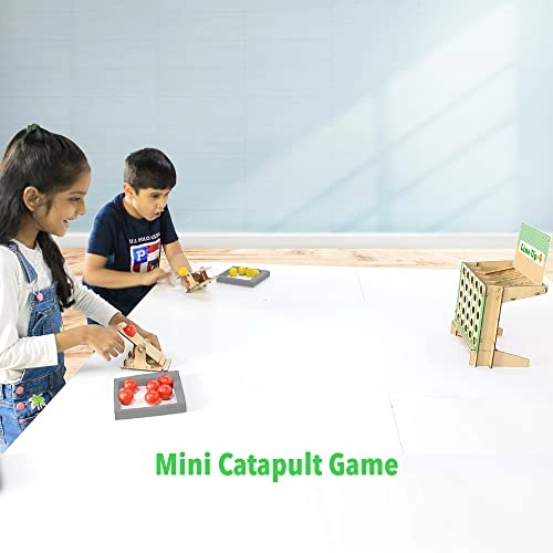 Diy Lineup 4 In A Row - Bounce Balls Shots Game 2 Mini Catapult Shooters