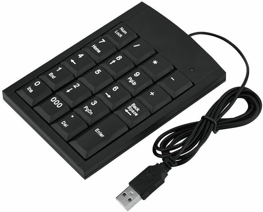 USB Numeric Keypad - 10 Key Black Portable