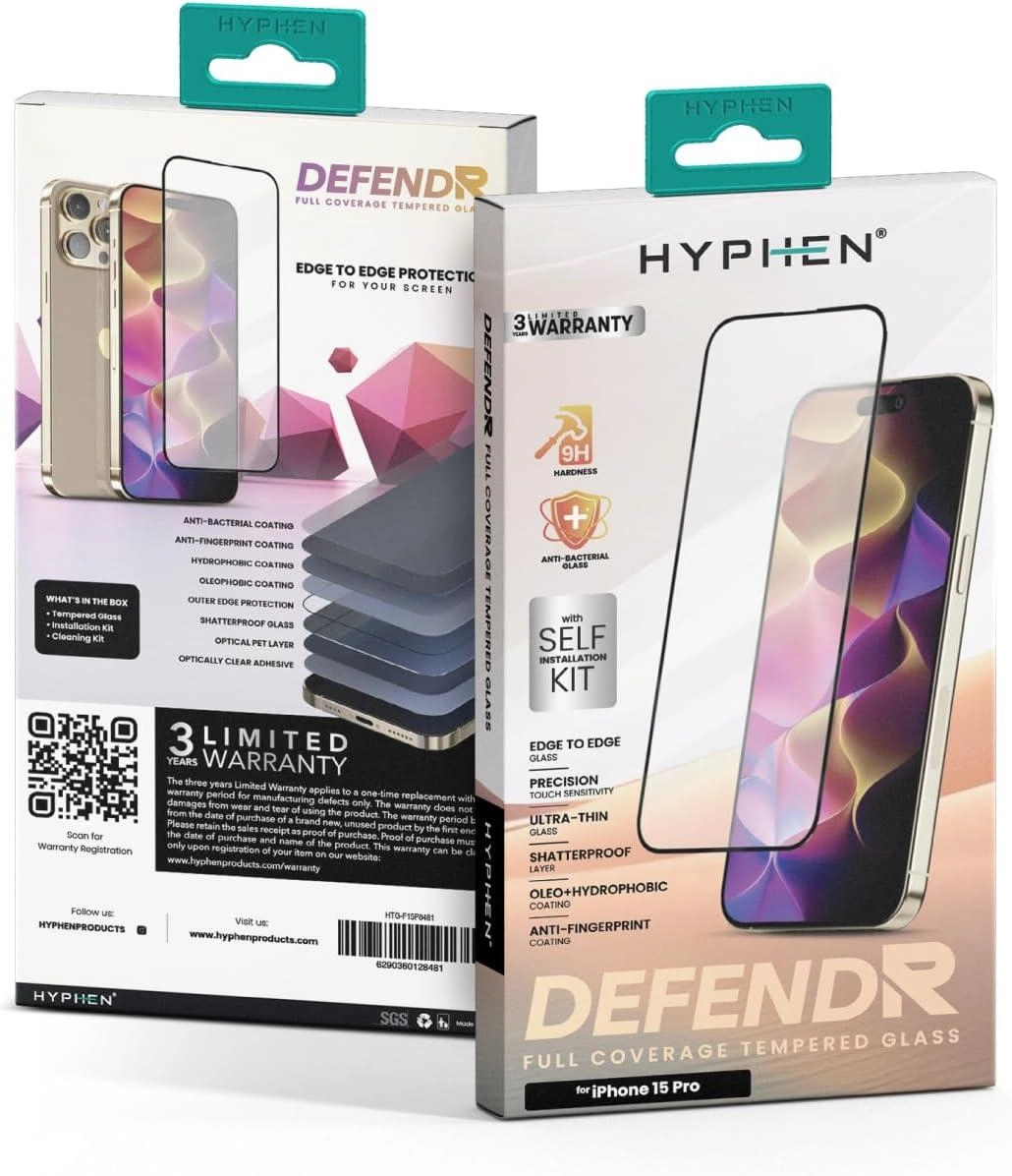 Full Coverage Tempered Glass Screen Protector for iPhone 15 Pro