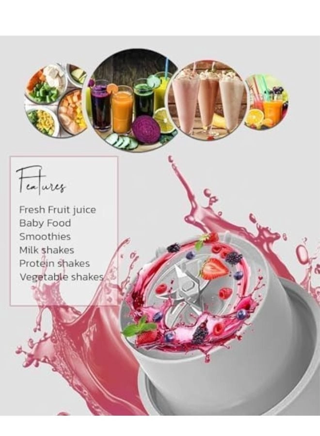 Portable Juicer - 6-Blade 3D Stainless Steel Blades, Food-Grade ABS & PP, USB Rechargeable