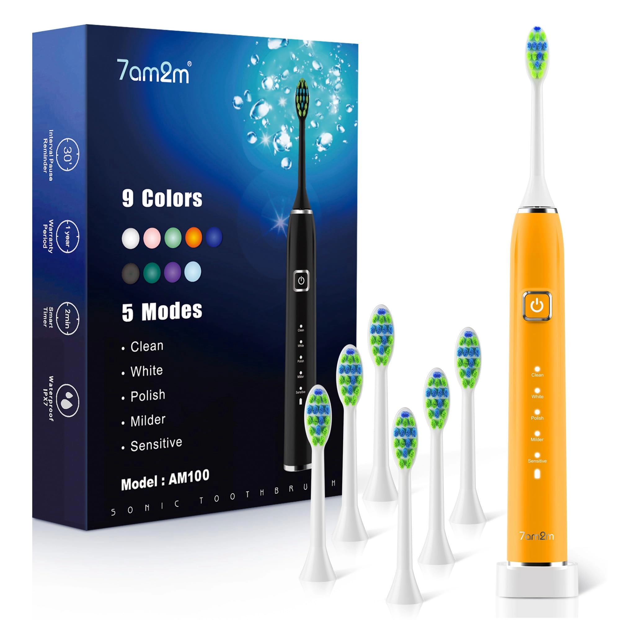 Sonic Electric Toothbrush - 6 Brush Heads 90-Day Battery