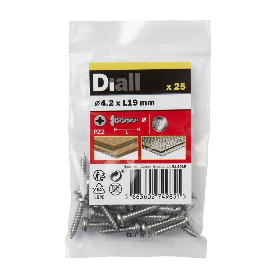 Diall Stainless Steel Self Tapping Screw Pack 4.2mm 19mm