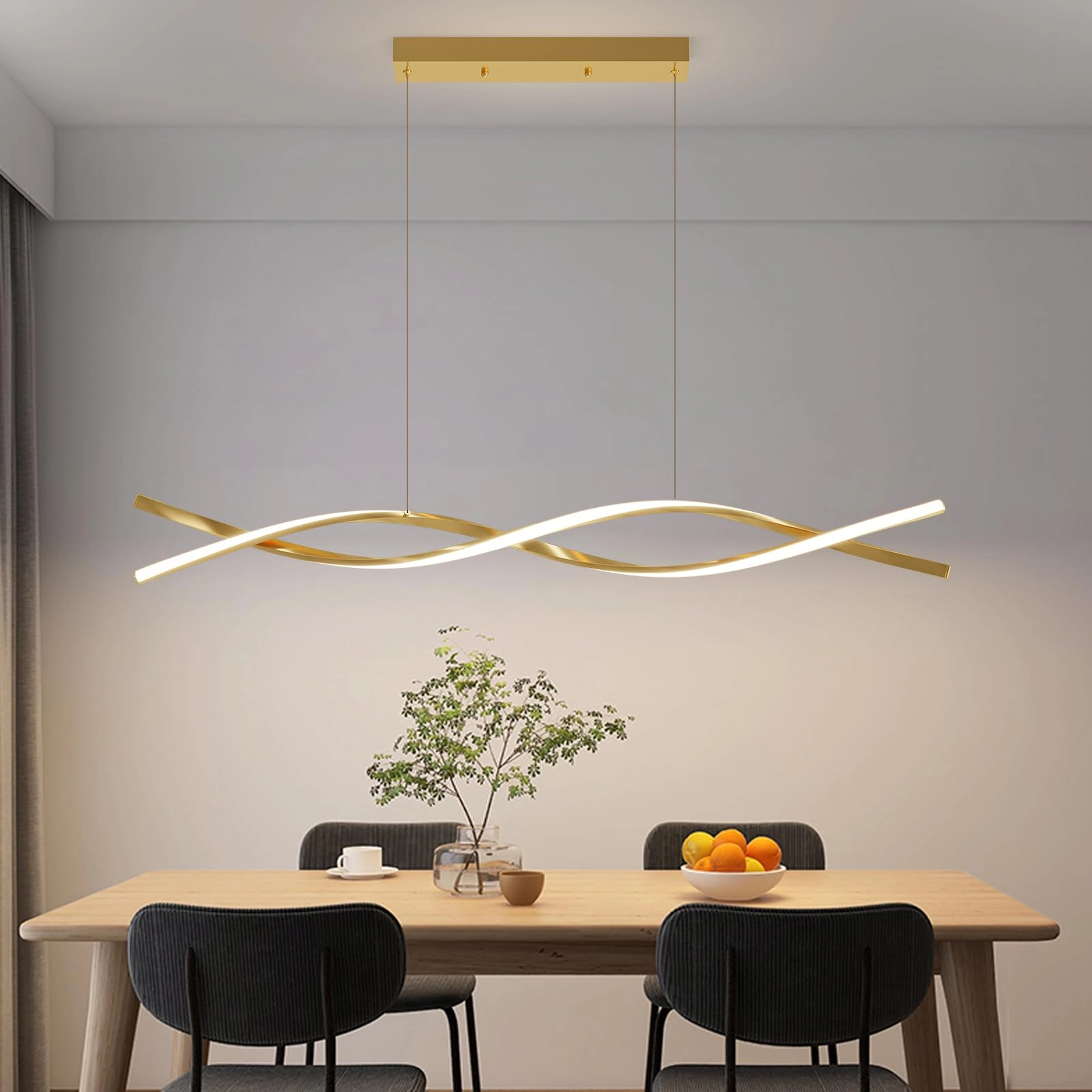 Mikeru Modern Golden Pendant - 120CM Remote Control Dimmable
