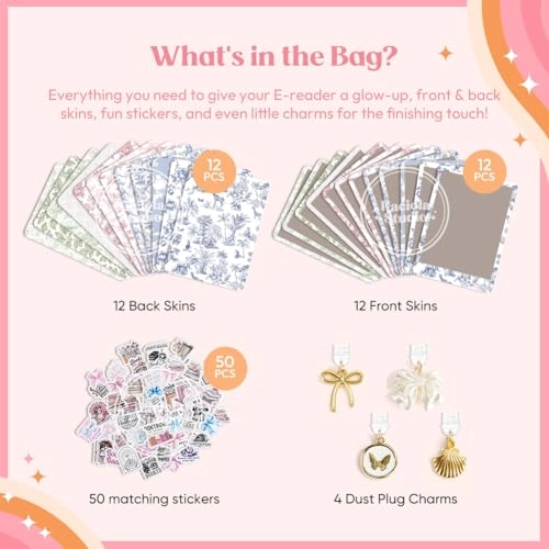 E-Reader Skin - 12PCS + Type C Charm - 4PCS + Scrapbook Sticker - 50PCS