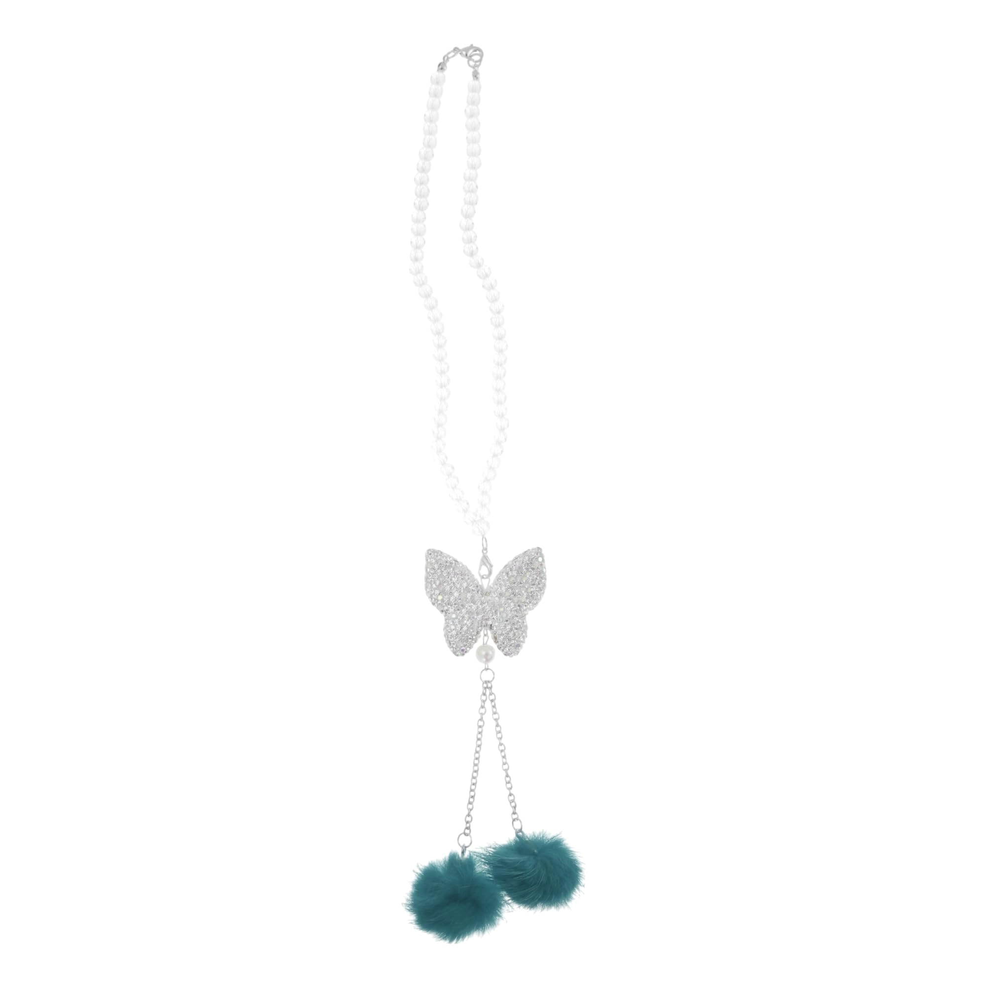 HEROFFIX Butterfly Hairball Car Rear View Mirror Pendant