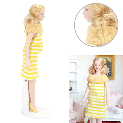 Dollhouse Figure - 1:12 Ceramic Blonde Hair Yellow Dress Ages 4+