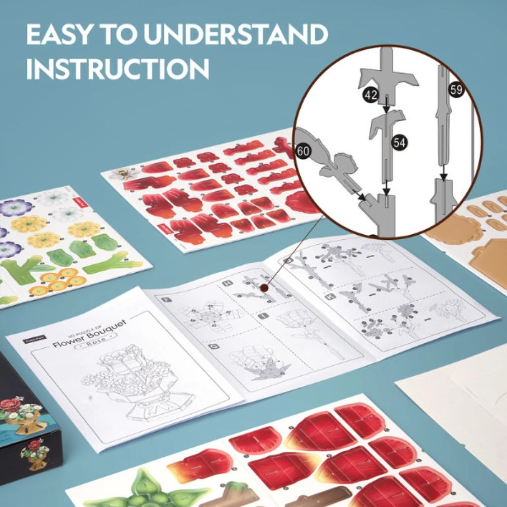 Rose Flower Bouquet 3D Puzzle (527-W3301H) - 120 pcs