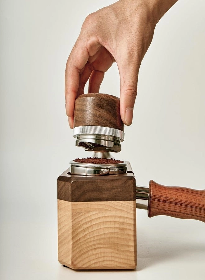 Espresso Coffee Distributor - 53.3MM Adjustable Height Walnut Lid
