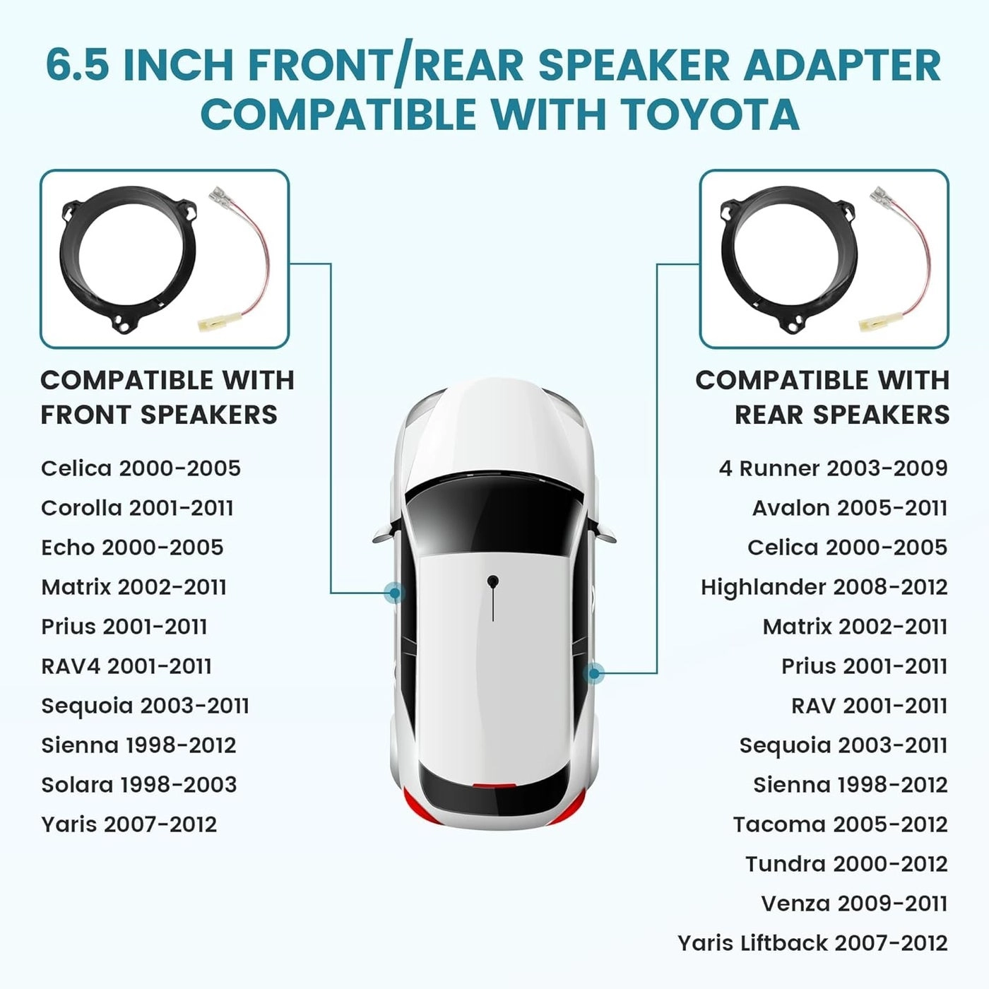 Door Speaker Adapter - Toyota and Scion 1998-2015 and 2004-2014