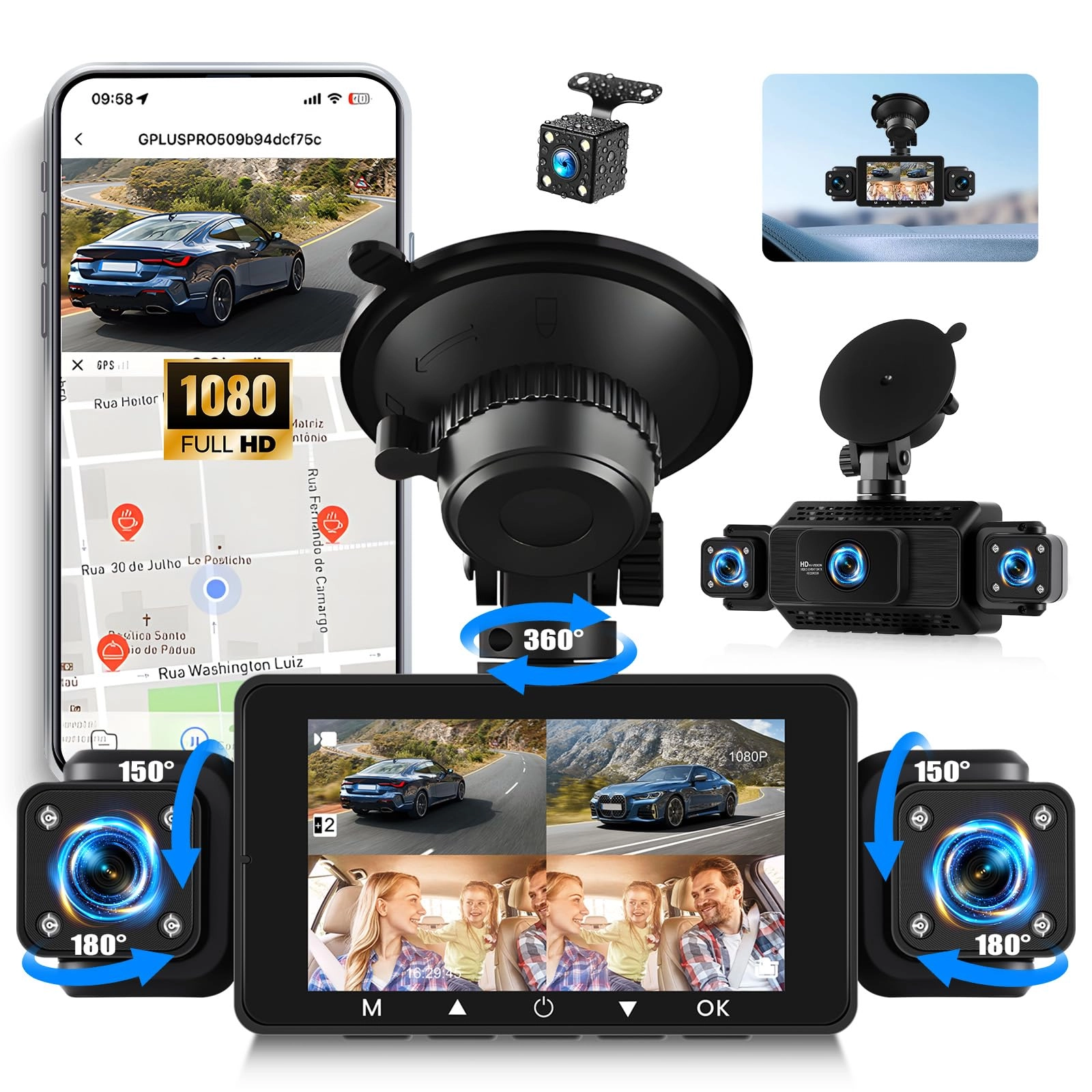 4 Channel Mirror Dashcam - 1080p